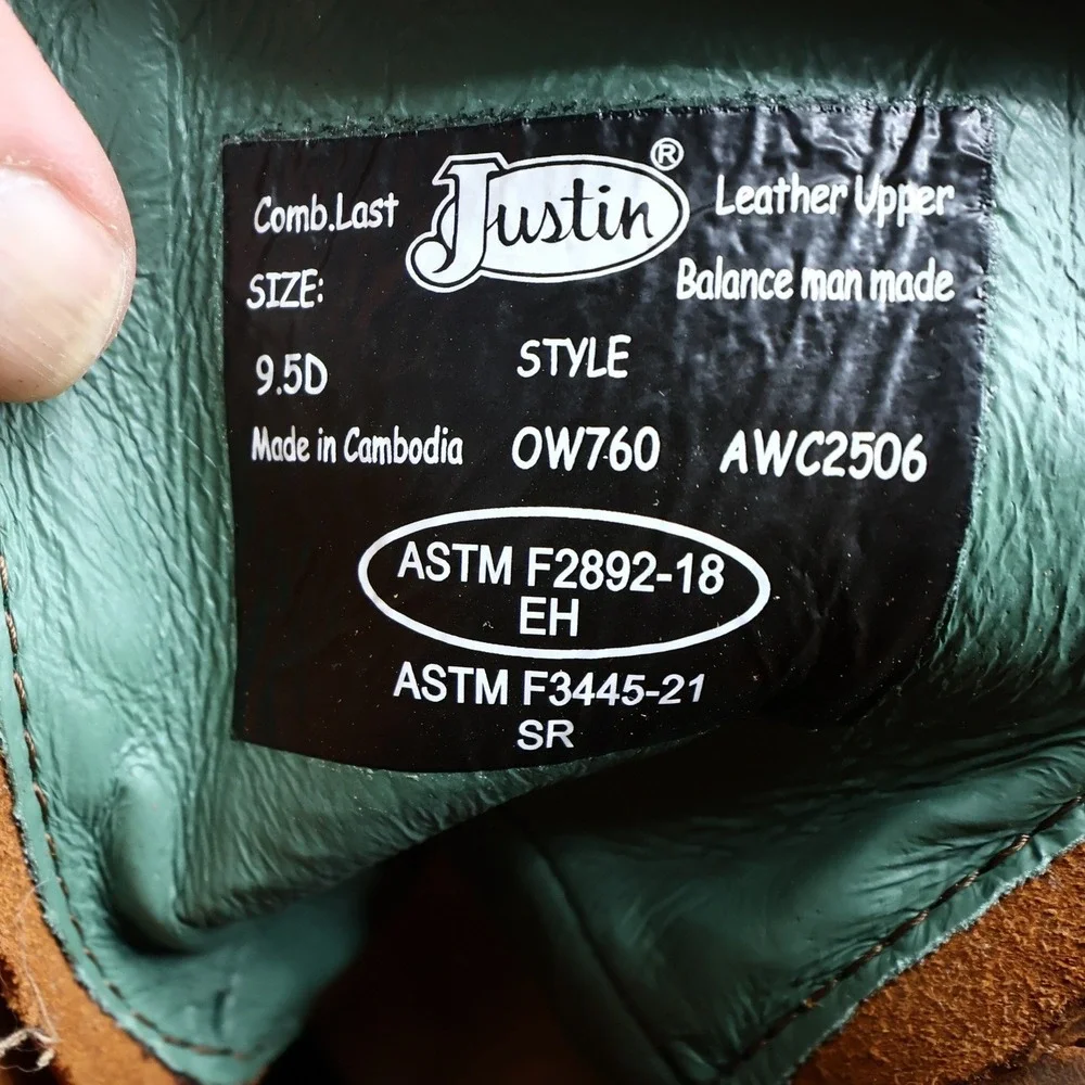 Justin Modern Work Boots Mens 9.5 D Aged Bark Brown Leather OW760 NWT Box